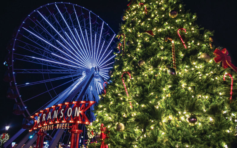 Branson alight with all kinds of trees